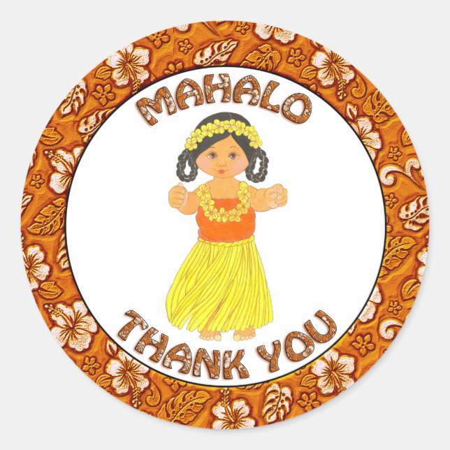 Hawaiian Luau ~ Mahalo Danke Stickers (Vorderseite)