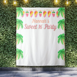 Hawaiian Luau Party Tropical Foto Stand Hintergrun Wandteppich