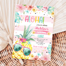 Hawaiian Luau Pineaple Tropical Girl Birthday