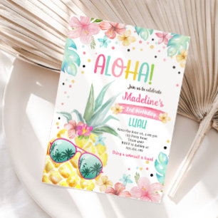 Hawaiian Luau Pineaple Tropical Girl Birthday Einladung