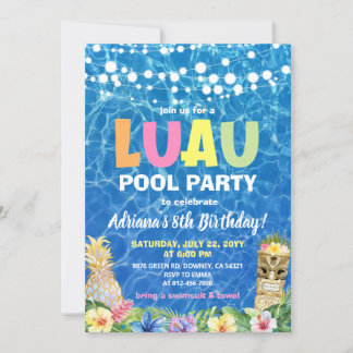 Hawaiian Luau Pool Party Geburtstag Einladung