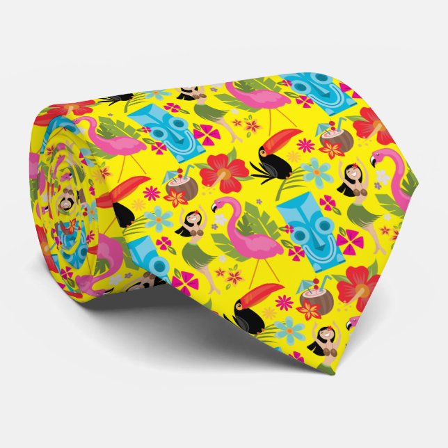 Hawaiian Luau Tiki Krawatte (Gerollt)