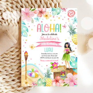 Hawaiian Luau Tropical Pool Beach Party Geburtstag Einladung