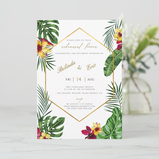 Hawaiian Luau Tropical Probe Dinner Einladung (Stehend Vorderseite)