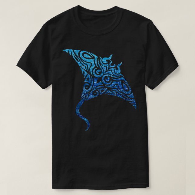 Hawaiian Manta Ray Tribal Polynesian Tattoo Pacifi T-Shirt (Design vorne)