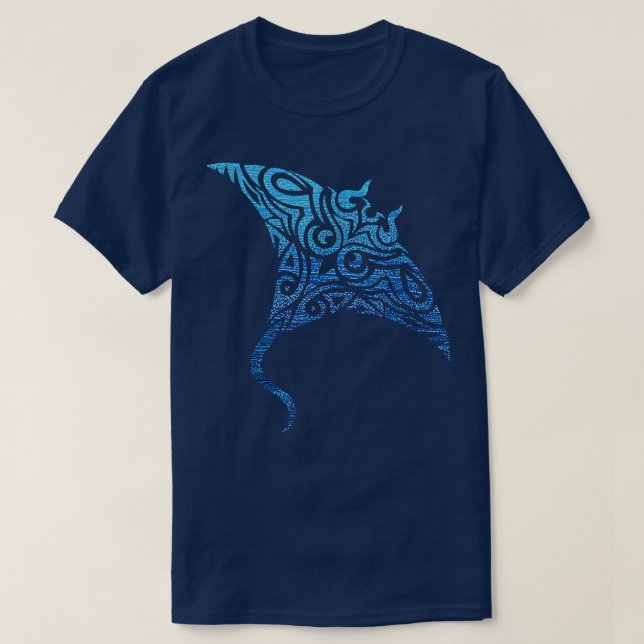 Hawaiian Manta Ray Tribal Polynesian Tattoo Pacifi T-Shirt (Design vorne)