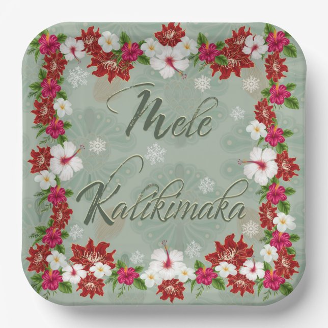 Hawaiian Mele Kalikimaka Papierplatte Pappteller (Vorderseite)