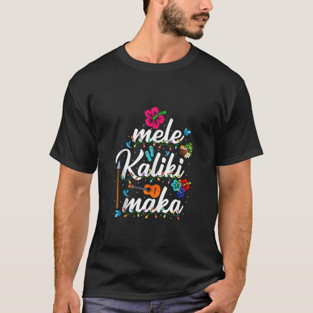 Hawaiian Mele Kalikimaka Ukulele Guitar Weihnachte T-Shirt (Vorderseite)