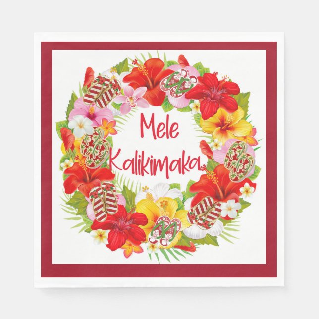 Hawaiian Mele Kalikimaka Wreath Paper Napkins Serviette (Vorderseite)