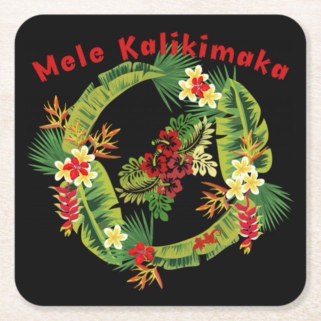Hawaiian Mele Kalikimaka Wreath Untersetzer (Vorderseite)