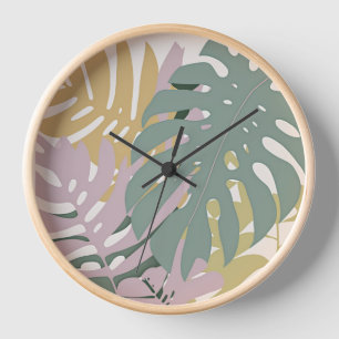 Hawaiian Monstera Leaf Wall Clock Uhr