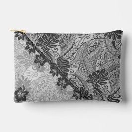 Hawaiian Monstera Tapa Fusion Zippered Pouch Zubehörtasche