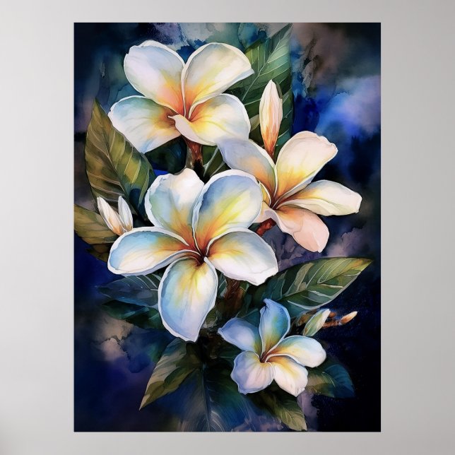 Hawaiian Moonlight Plumeria Poster (Vorne)