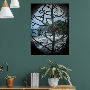 Hawaiian Ocean Beach Tree Foto Spotlight Poster