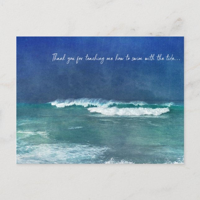 Hawaiian Ocean Quote Waves Aqua Aquamarin Blue Sur Postkarte (Vorderseite)
