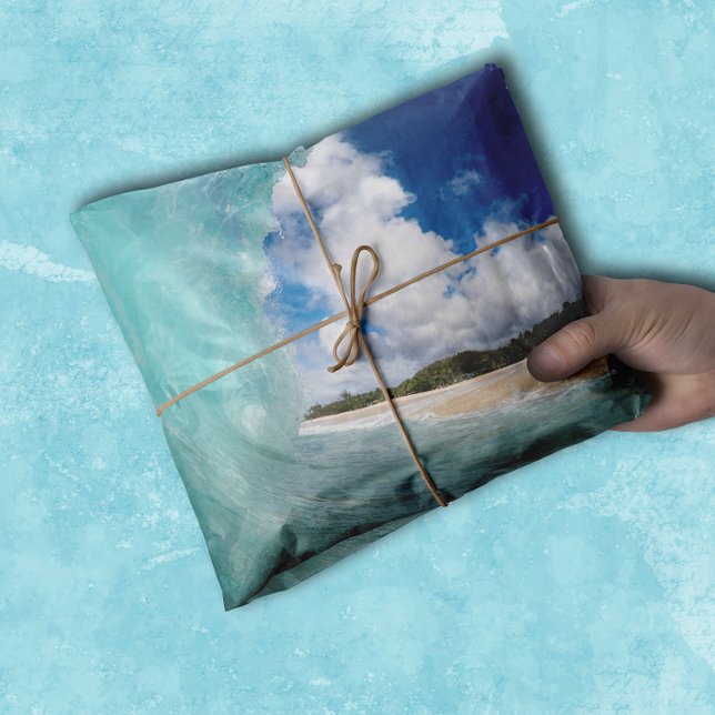 Hawaiian Ocean Wave Beach Aqua Blue Seidenpapier (Von Creator hochgeladen)
