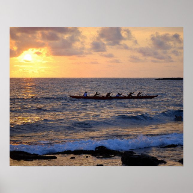 Hawaiian Outrigger Canoe bei Sunset 20 x 16 Poster (Vorne)
