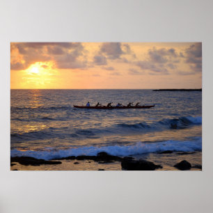 Hawaiian Outrigger Canoe bei Sunset Poster