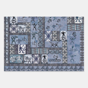 Hawaiian Paddleman Petroglyph Tapa Gift Wrap Geschenkpapier Set