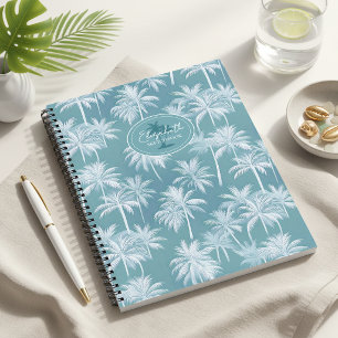 Hawaiian Palm Tree Silhouette Muster Aquamarin ID1 Notizbuch