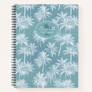 Hawaiian Palm Tree Silhouette Muster Aquamarin ID1 Notizbuch