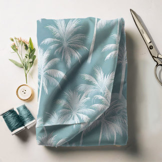 Hawaiian Palm Tree Silhouette Muster Aquamarin ID1 Stoff