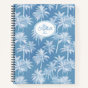 Hawaiian Palm Tree Silhouette Muster Blue ID1093 Notizbuch