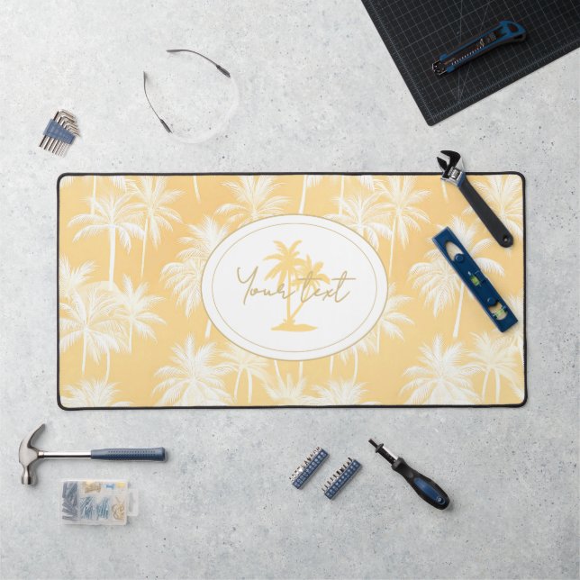 Hawaiian Palm Tree Silhouette Muster Gold ID1093 Schreibtischunterlage (Arbeitsplatz)