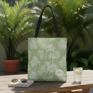 Hawaiian Palm Tree Silhouette Muster Green ID1093