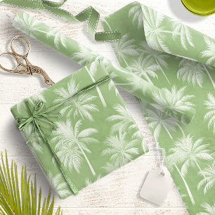 Hawaiian Palm Tree Silhouette Muster Green ID1093 Geschenkpapier