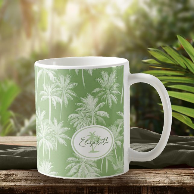 Hawaiian Palm Tree Silhouette Muster Green ID1093 Kaffeetasse (Von Creator hochgeladen)