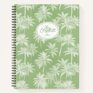 Hawaiian Palm Tree Silhouette Muster Green ID1093 Notizbuch
