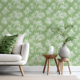 Hawaiian Palm Tree Silhouette Muster Green ID1093 Tapete