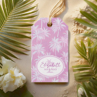 Hawaiian Palm Tree Silhouette Muster Plum ID1093 Geschenkanhänger