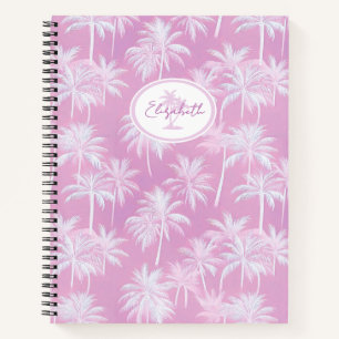 Hawaiian Palm Tree Silhouette Muster Plum ID1093 Notizbuch