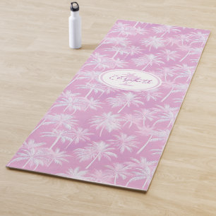 Hawaiian Palm Tree Silhouette Muster Plum ID1093 Yogamatte