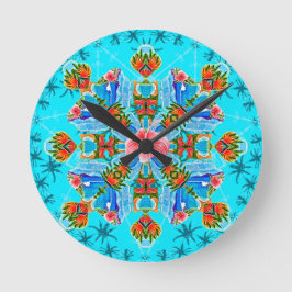 Hawaiian Paradise Flames (blau) Runde Wanduhr