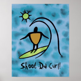 Hawaiian Petroglyph Surfer Reiten the Waves Poster