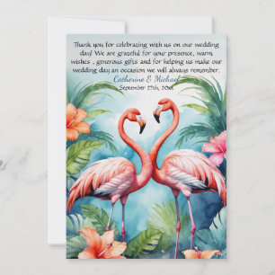 Hawaiian Pink Flamingo Hibiskus Wedding Dankeskarte