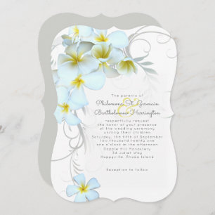 Hawaiian Plumeria White Wedding Einladung