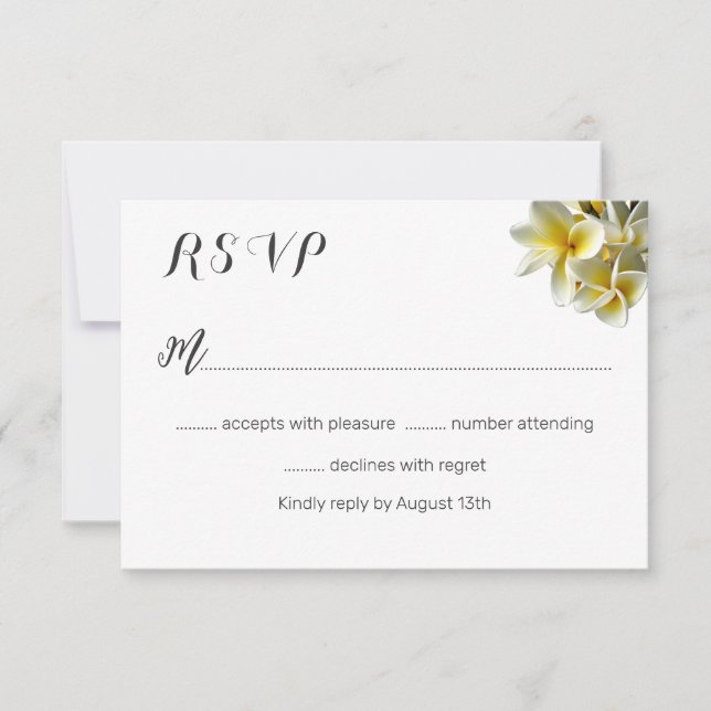 Hawaiian Plumeria White Wedding Repair Cards RSVP Karte (Vorderseite)