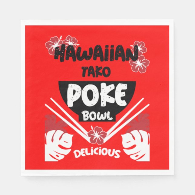 Hawaiian Poke Bowl Tako Poke Serviette (Vorderseite)