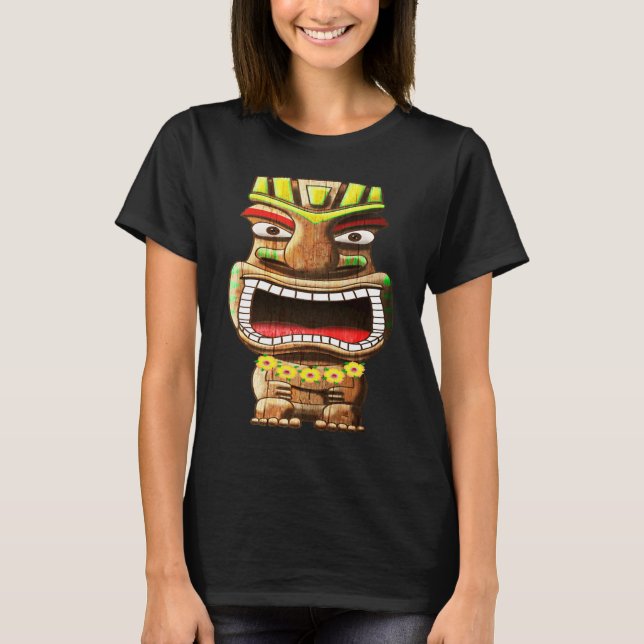 Hawaiian Polynesian Tiki Statue T-Shirt (Vorderseite)