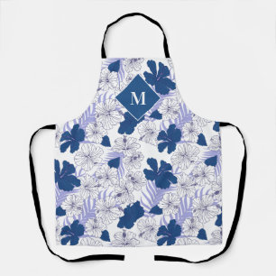 Hawaiian Print Mens Blue Tropical Monogram Schürze