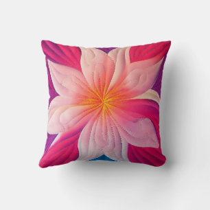 Hawaiian Quilted Plumeria Appliqué Pillow 18 Zoll Kissen