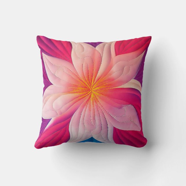 Hawaiian Quilted Plumeria Appliqué Pillow 18 Zoll Kissen (Rückseite)
