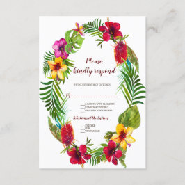 Hawaiian Radiant Tropical Floral Wreath UAWG RSVP Karte