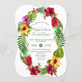 Hawaiian Radiant Tropical Floral Wreath Wedding Einladung