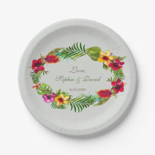 Hawaiian Radiant Tropical Floral Wreath Wedding Pappteller