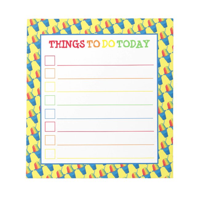 Hawaiian Rainbow Shave Ice Frozen Dessert Hawaii Notizblock (Vorderseite)